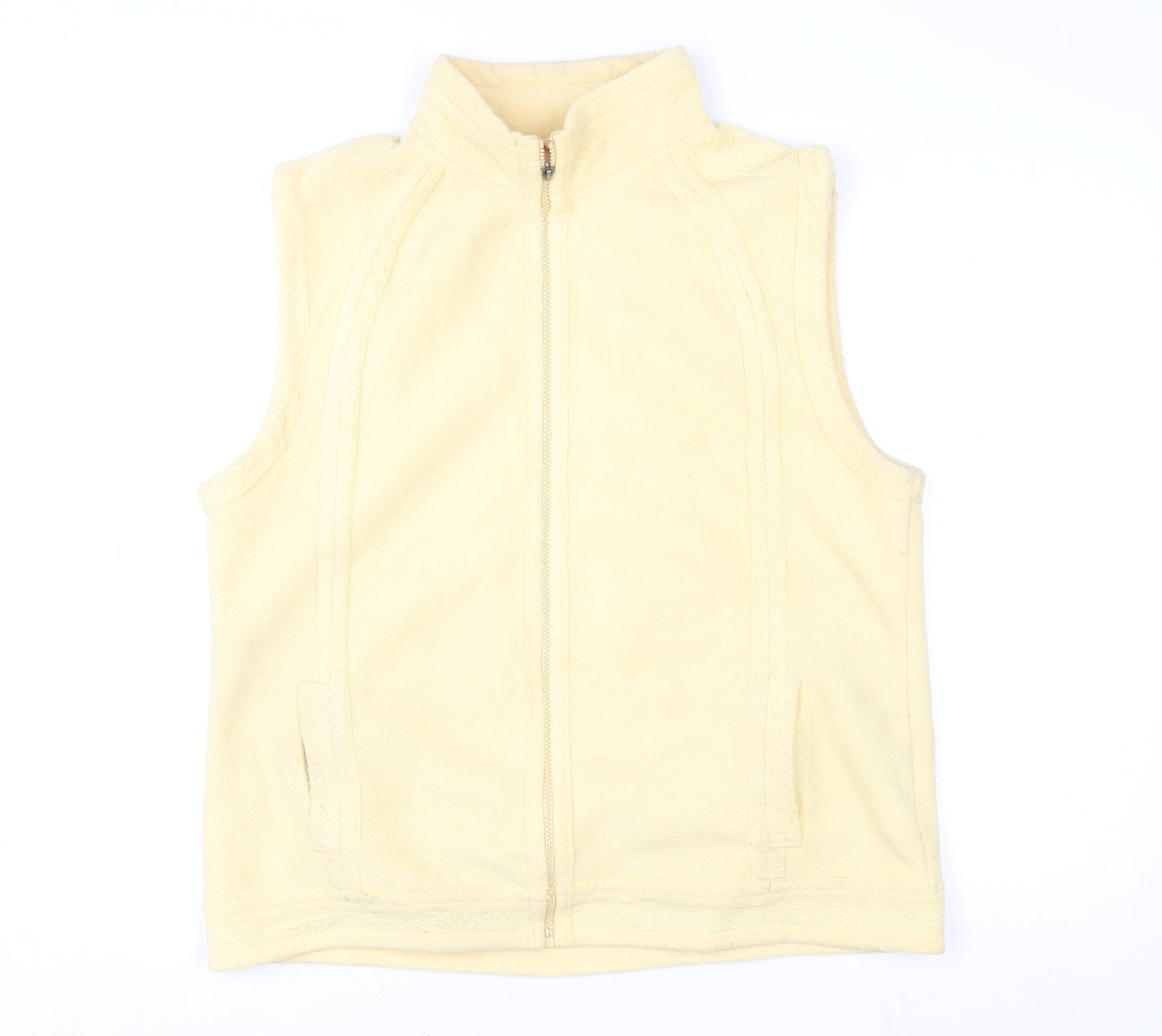 Conos Womens Beige Fleece Zip Waistcoat Size 10 Casual Warm Gilet