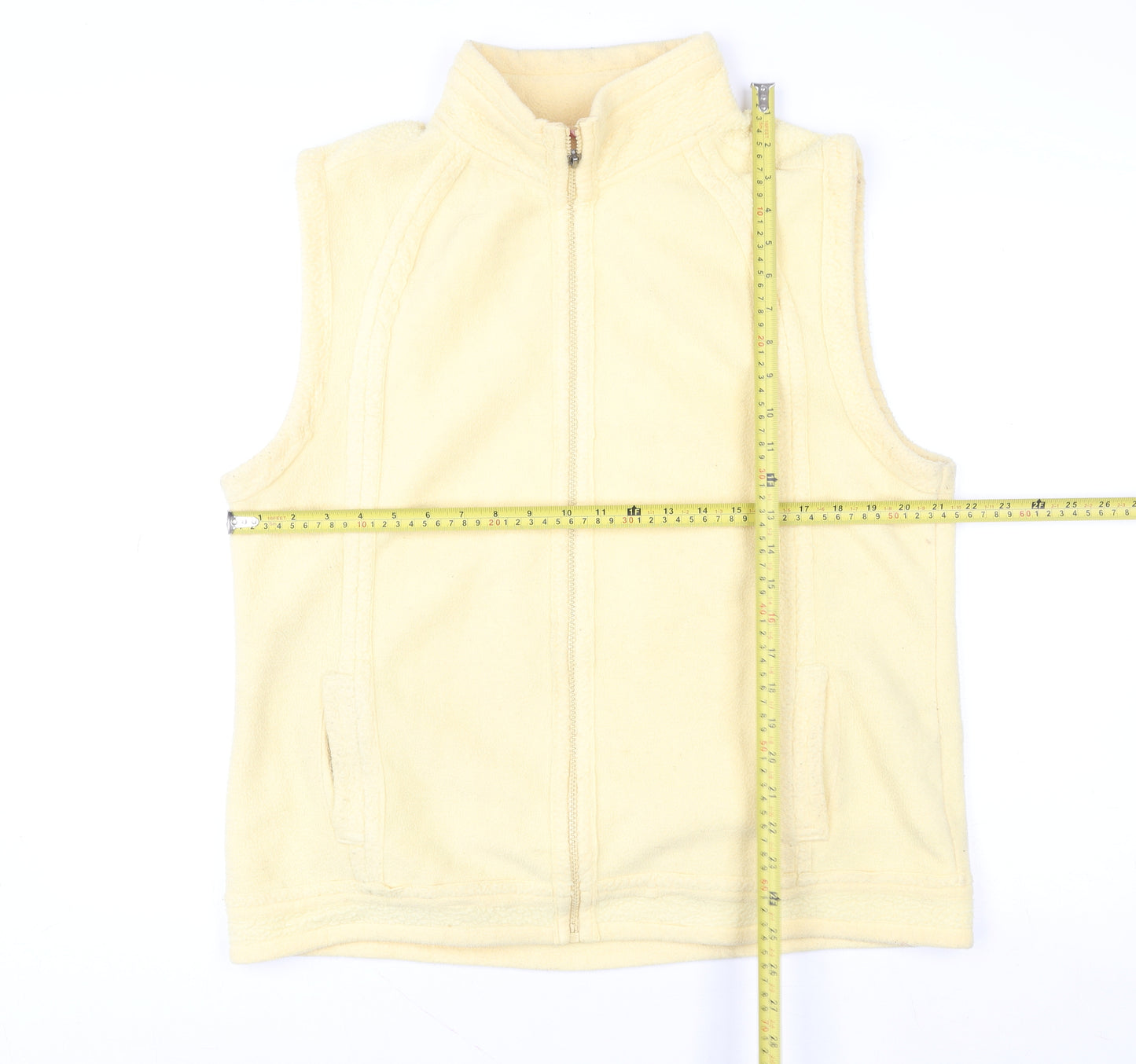 Conos Womens Beige Fleece Zip Waistcoat Size 10 Casual Warm Gilet