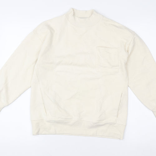 Zara Boys Ivory Cotton Fleece Pullover Sweatshirt Size 9 Years