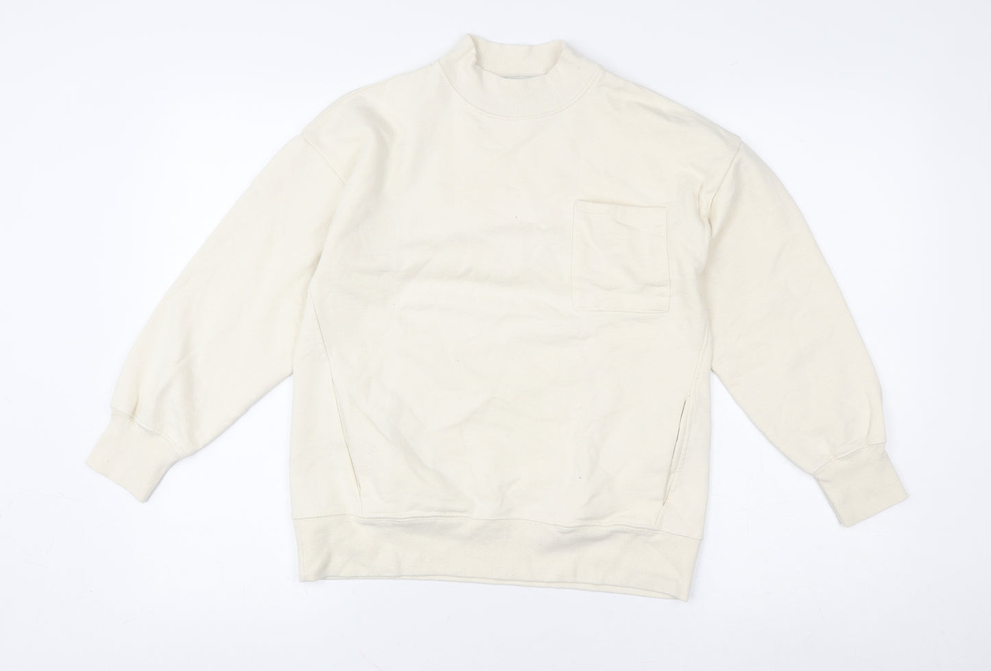 Zara Boys Ivory Cotton Fleece Pullover Sweatshirt Size 9 Years