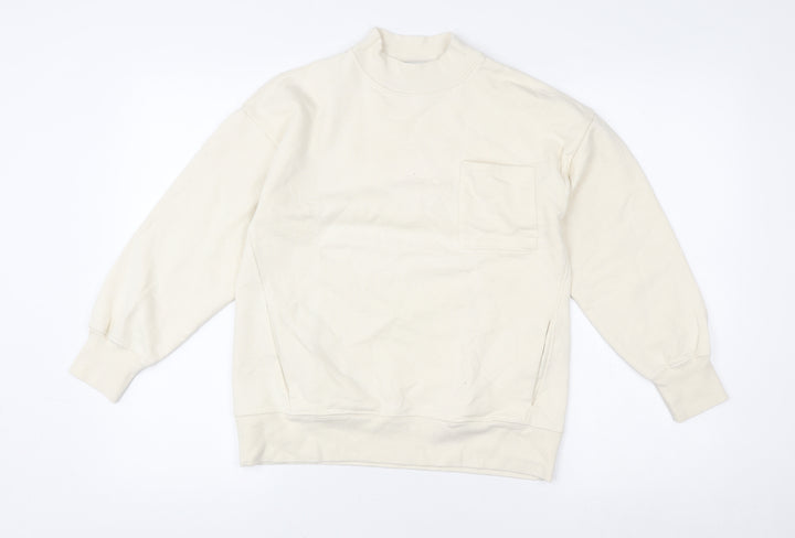 Zara Boys Ivory Cotton Fleece Pullover Sweatshirt Size 9 Years