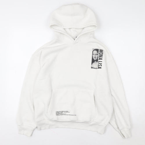 ZARA Girls White Mona Lisa Graphic Pullover Hoodie 13-14 Years