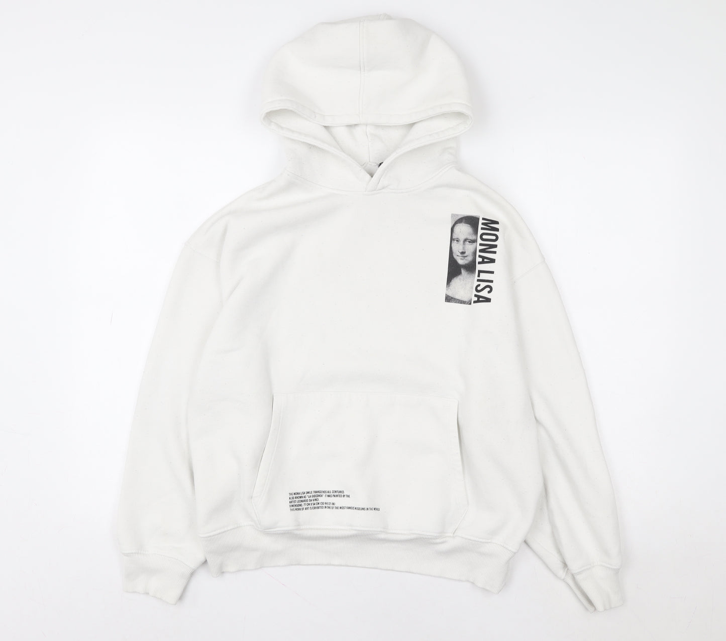 ZARA Girls White Mona Lisa Graphic Pullover Hoodie 13-14 Years