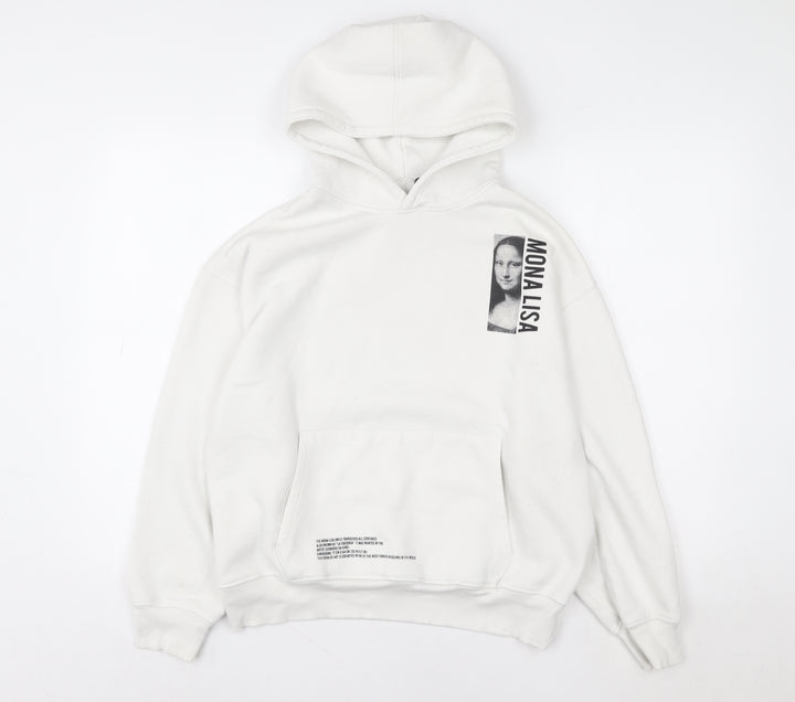 ZARA Girls White Mona Lisa Graphic Pullover Hoodie 13-14 Years