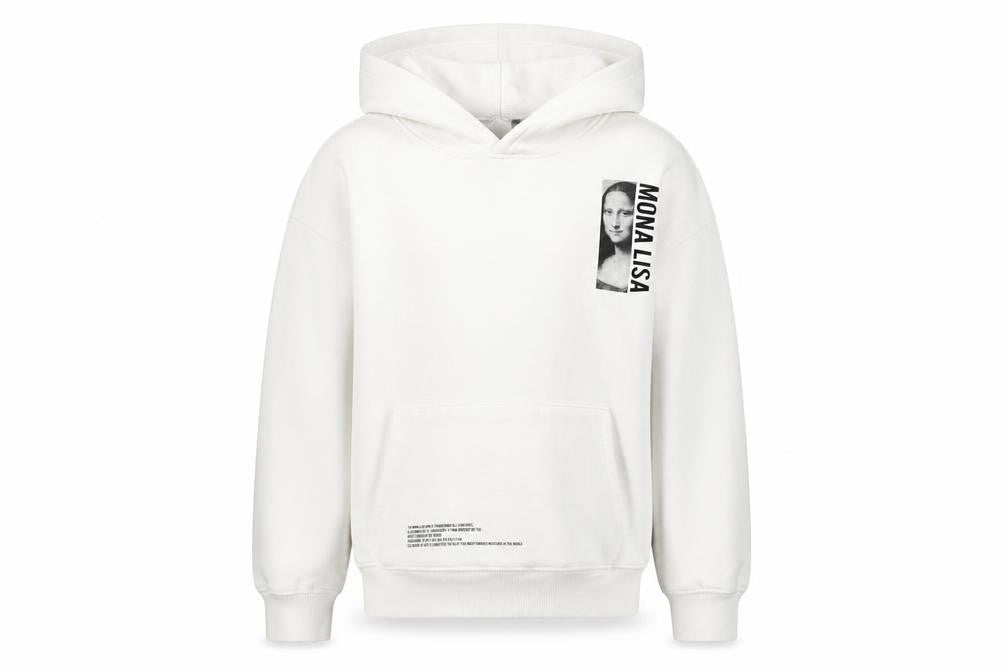 ZARA Girls White Mona Lisa Graphic Pullover Hoodie 13-14 Years