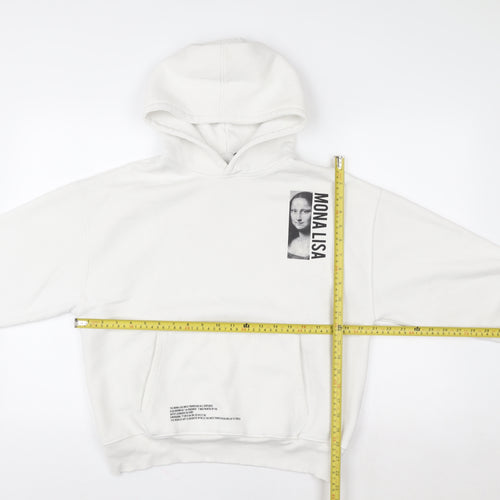 ZARA Girls White Mona Lisa Graphic Pullover Hoodie 13-14 Years