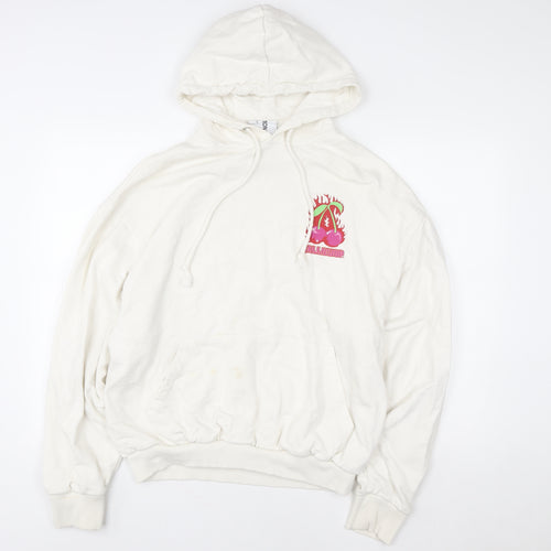 Collusion Women White Small Graphic Print Pullover Hoodie