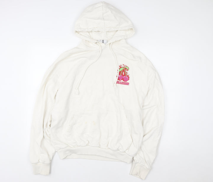 Collusion Women White Small Graphic Print Pullover Hoodie