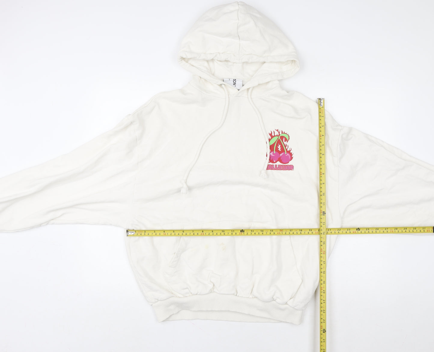 Collusion Women White Small Graphic Print Pullover Hoodie