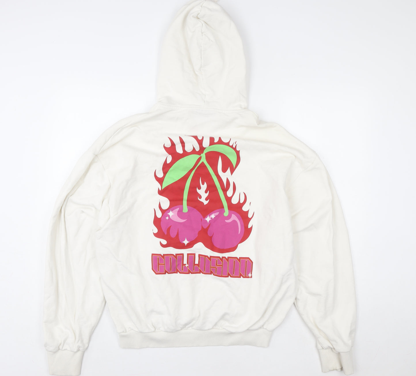 Collusion Women White Small Graphic Print Pullover Hoodie