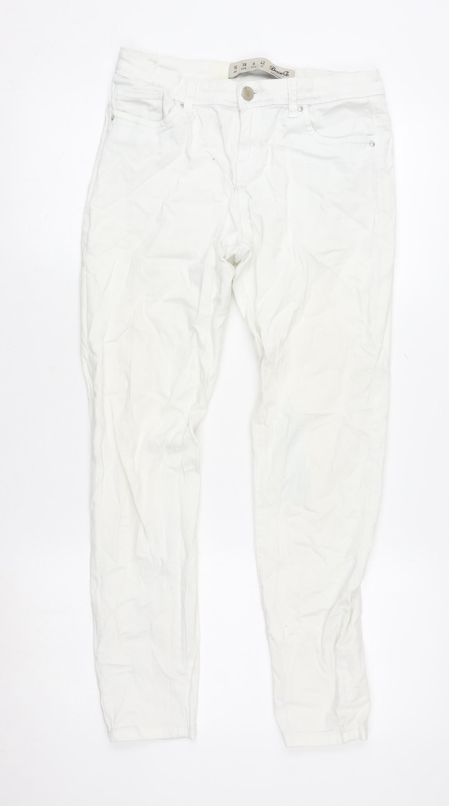 Denim Co. Women's White Mid-Rise Straight Fit Jeans Size 10