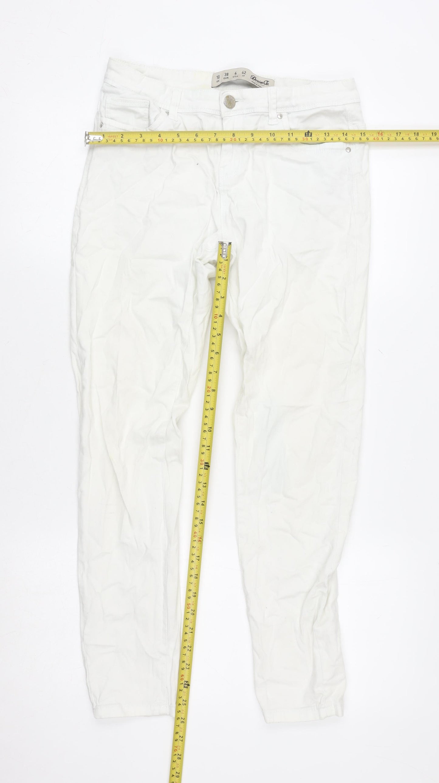 Denim Co. Women's White Mid-Rise Straight Fit Jeans Size 10
