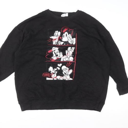 Disney Primark Cares Womens Black L 14/16 Crew Neck Pullover Sweatshirt