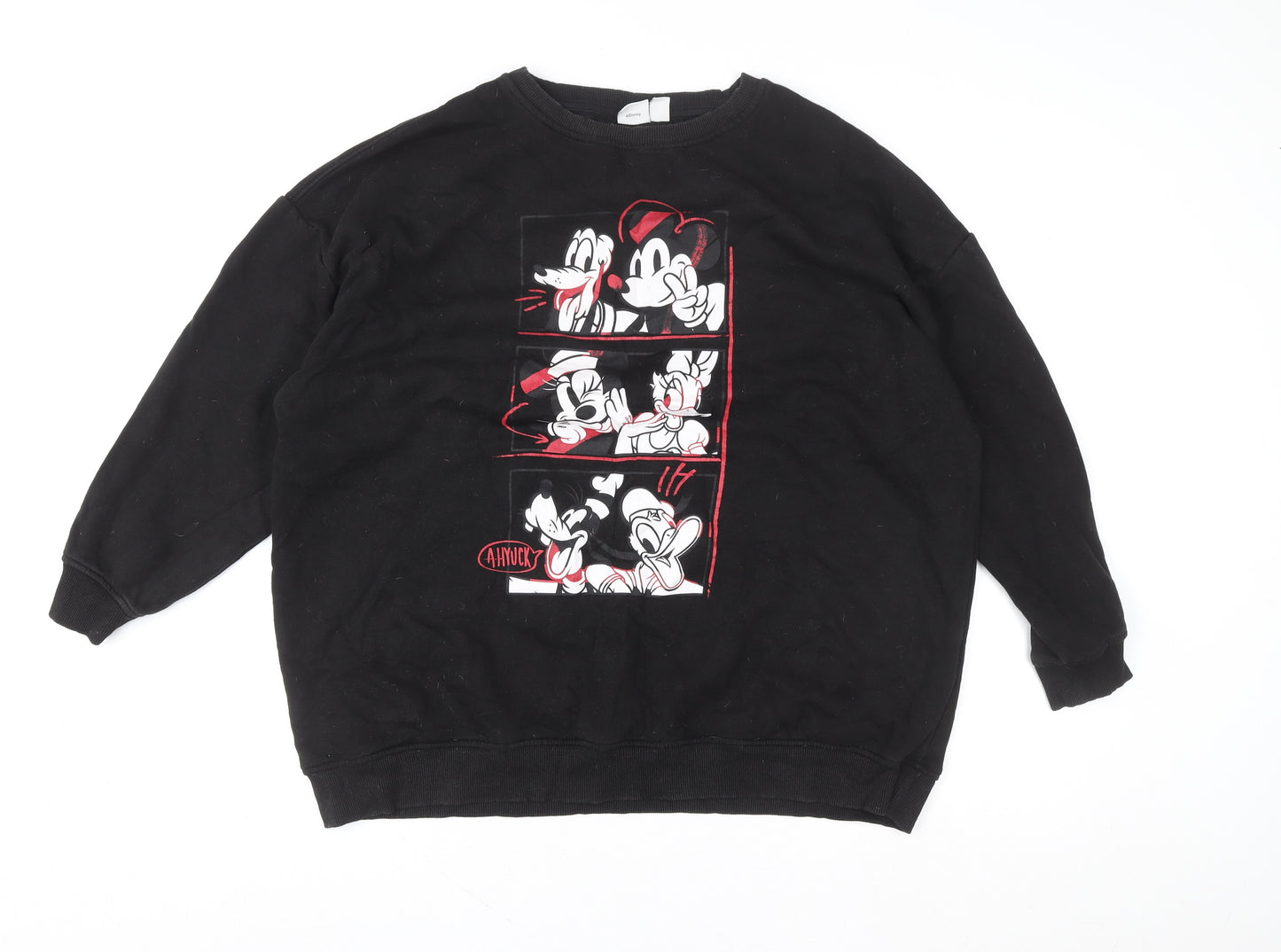 Disney Primark Cares Womens Black L 14/16 Crew Neck Pullover Sweatshirt