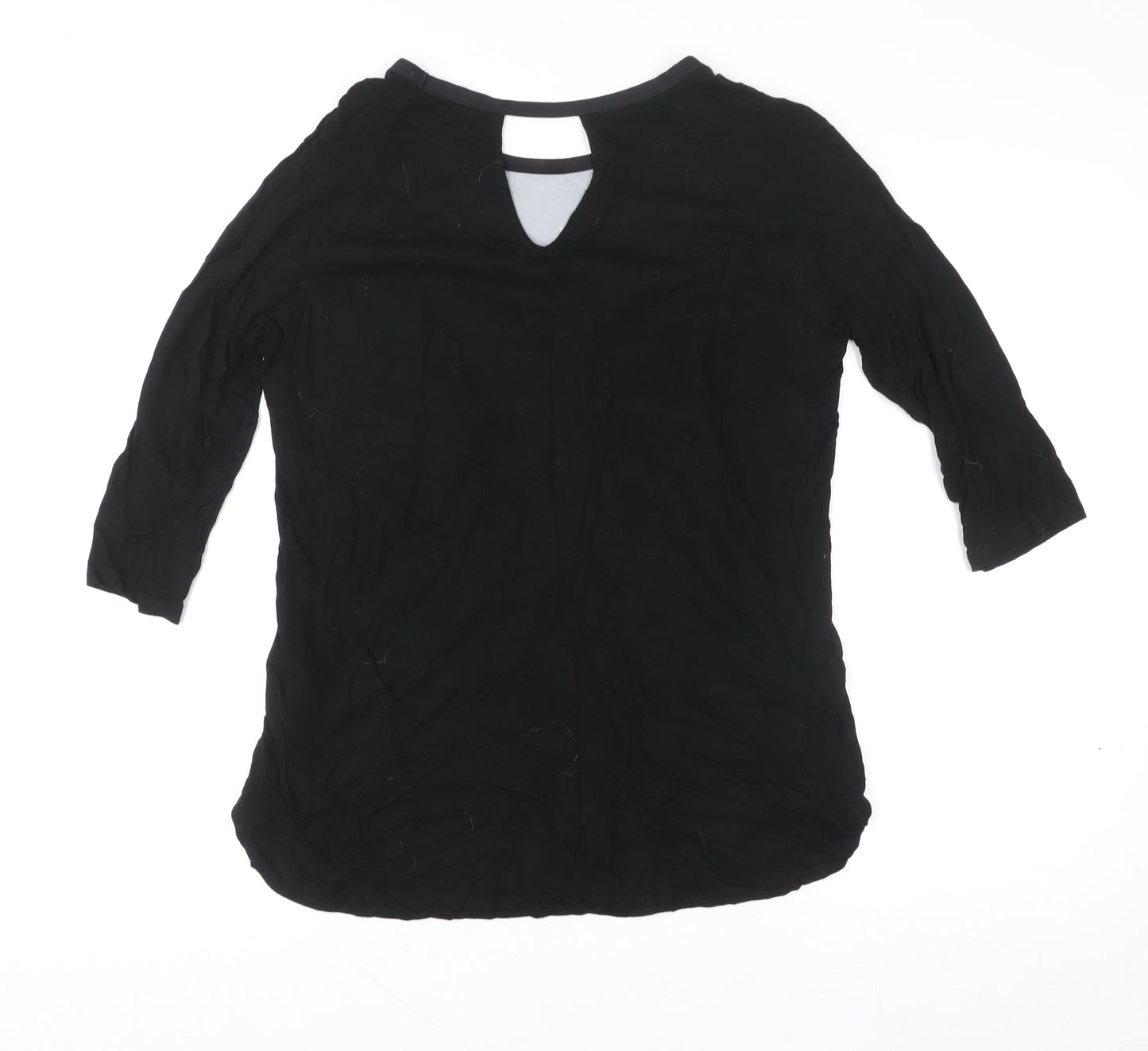 Oasis Women's Black Floral Tunic Blouse M 3/4 Sleeve