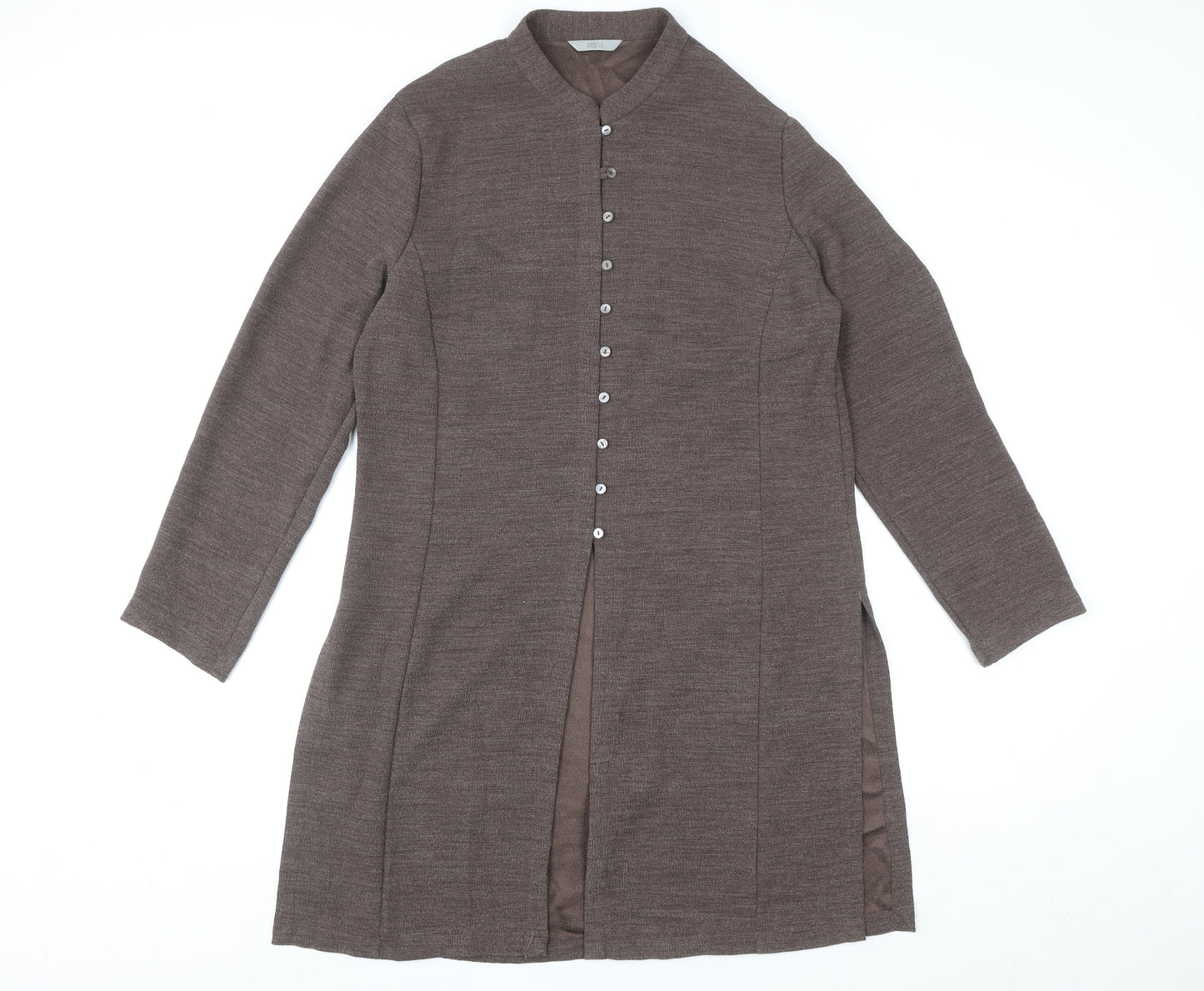 Marks and Spencer Women Brown Size 14 Collared Button Shirt Dress