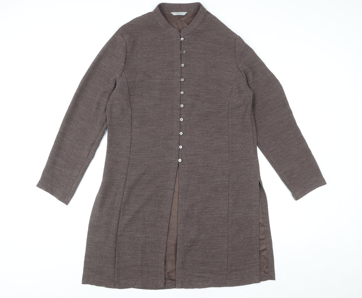 Marks and Spencer Women Brown Size 14 Collared Button Shirt Dress