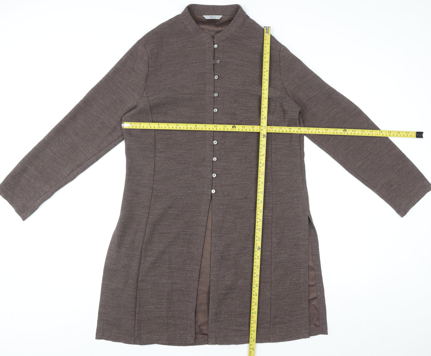 Marks and Spencer Women Brown Size 14 Collared Button Shirt Dress