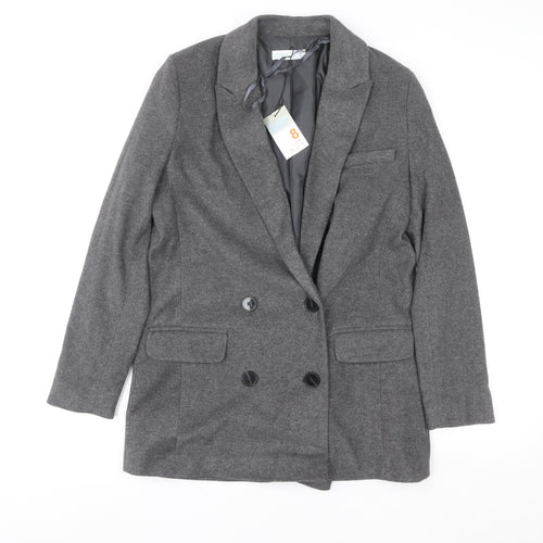 Primark Womens Grey Wool Blend Blazer Coat Size 8 Business Casual
