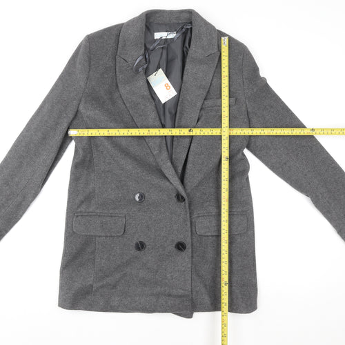 Primark Womens Grey Wool Blend Blazer Coat Size 8 Business Casual