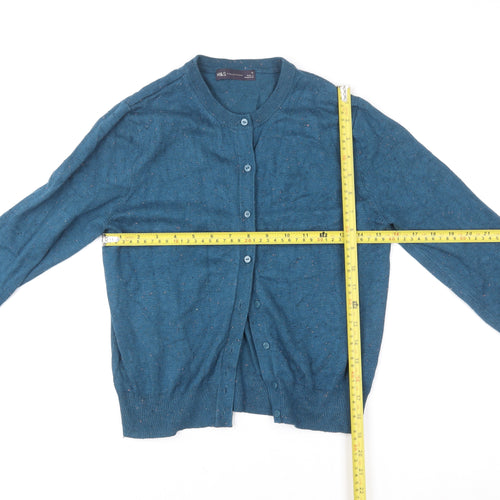 Marks and Spencer Women's Blue Size 12 Crew Neck Button Cardigan