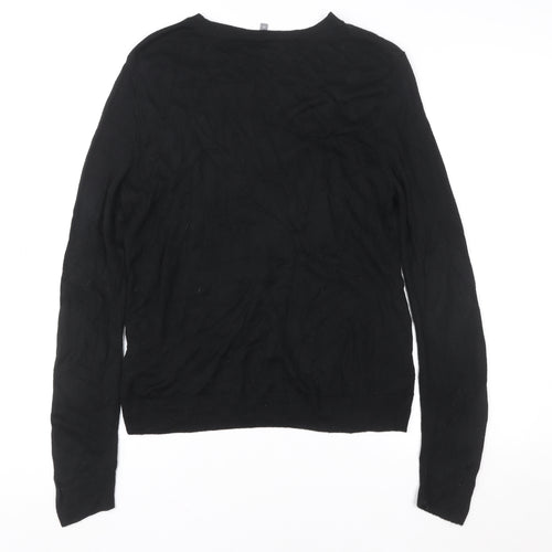 Principles Womens Black Long Sleeve Believe Sequin Knit Jumper Size 10