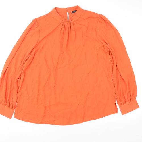 Marina Kaneva Women Orange Long Sleeve High Neck Tunic Blouse Size 18 Plus