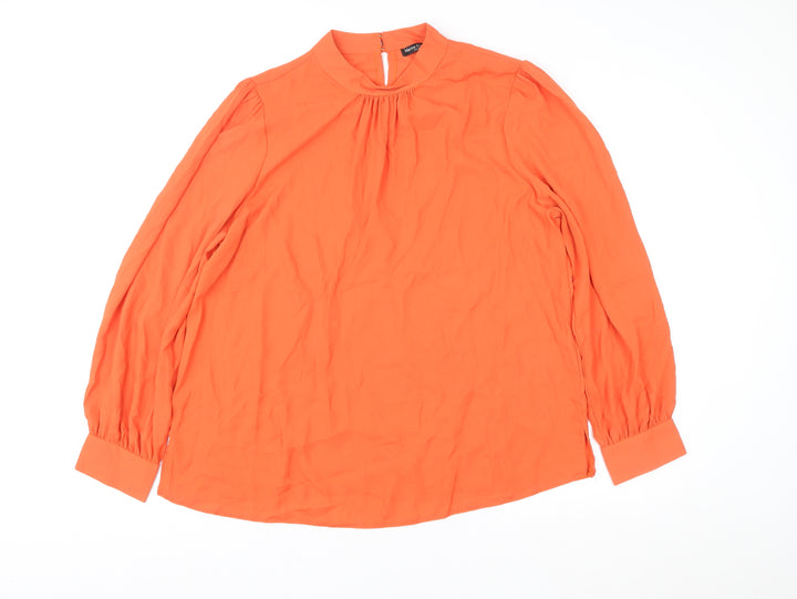 Marina Kaneva Women Orange Long Sleeve High Neck Tunic Blouse Size 18 Plus