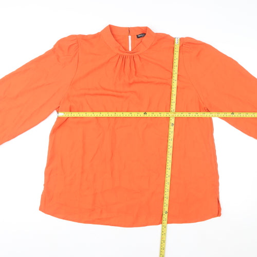 Marina Kaneva Women Orange Long Sleeve High Neck Tunic Blouse Size 18 Plus