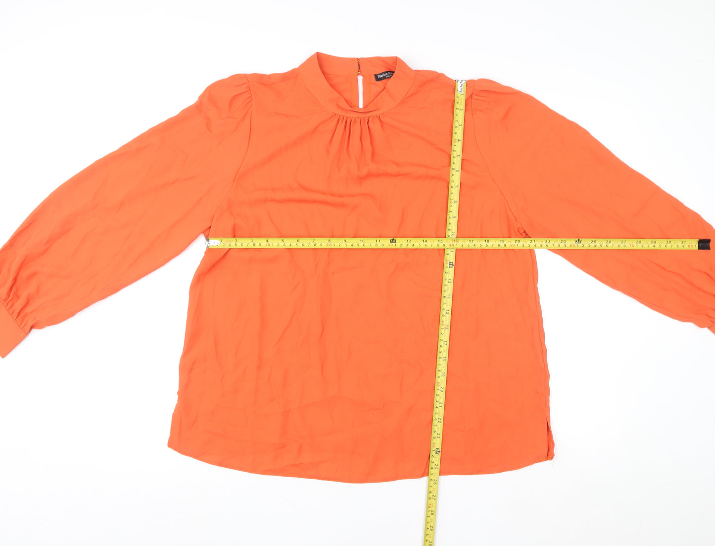 Marina Kaneva Women Orange Long Sleeve High Neck Tunic Blouse Size 18 Plus