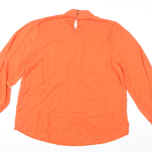 Marina Kaneva Women Orange Long Sleeve High Neck Tunic Blouse Size 18 Plus