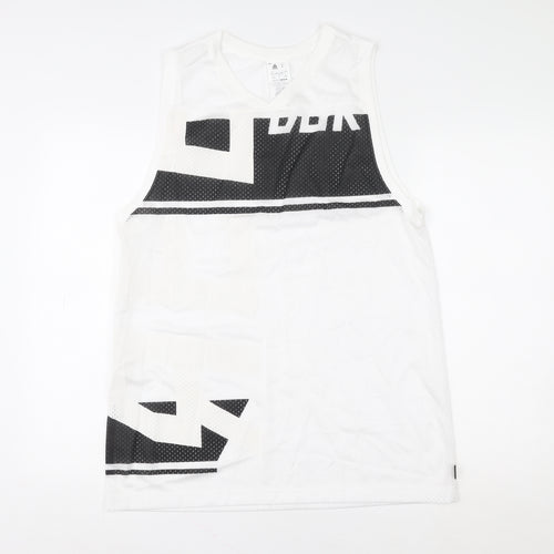 Reebok Mens White Sleeveless Mesh Tank Top L Sports Jersey