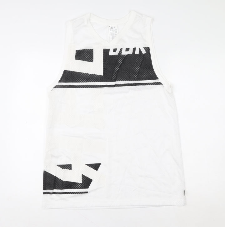Reebok Mens White Sleeveless Mesh Tank Top L Sports Jersey