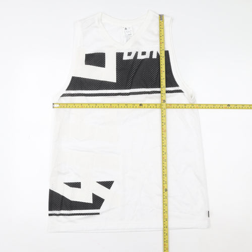 Reebok Mens White Sleeveless Mesh Tank Top L Sports Jersey