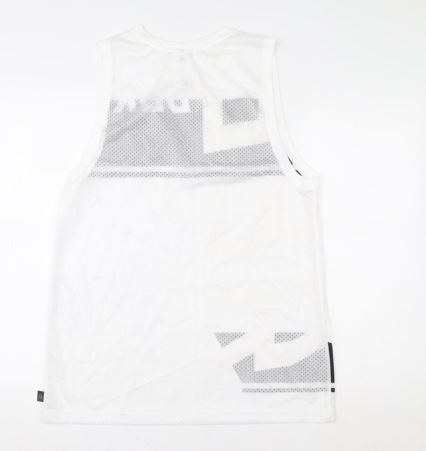 Reebok Mens White Sleeveless Mesh Tank Top L Sports Jersey