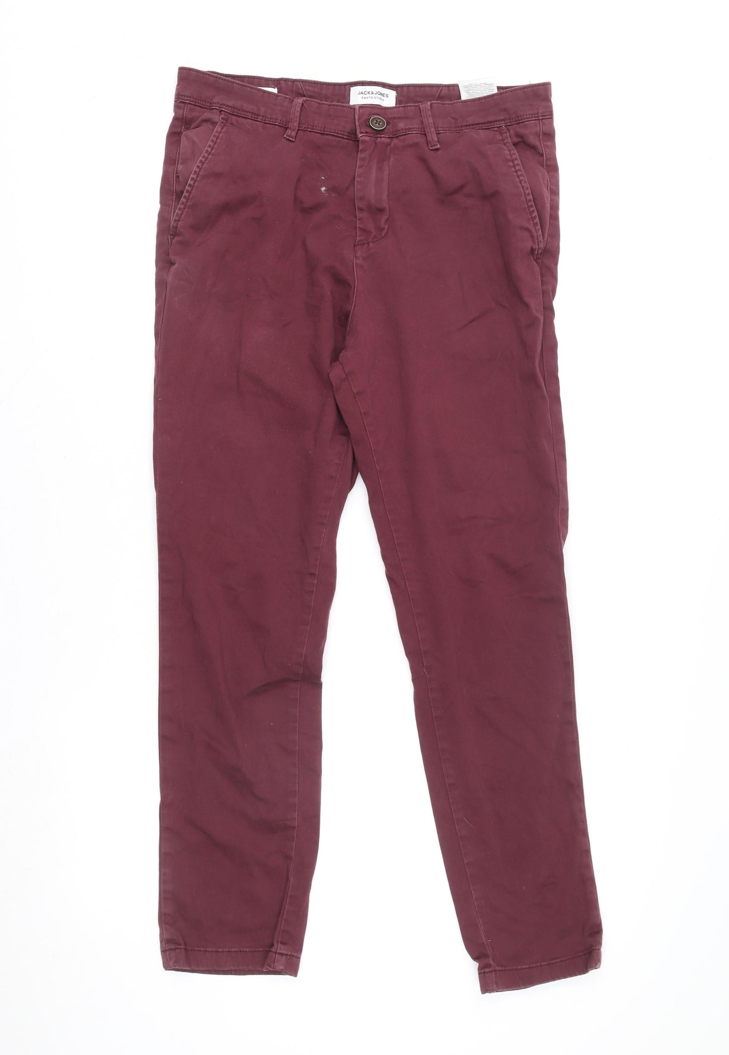 Jack & Jones Men's Red Slim Fit Chino Trousers 32x30 Cotton Blend