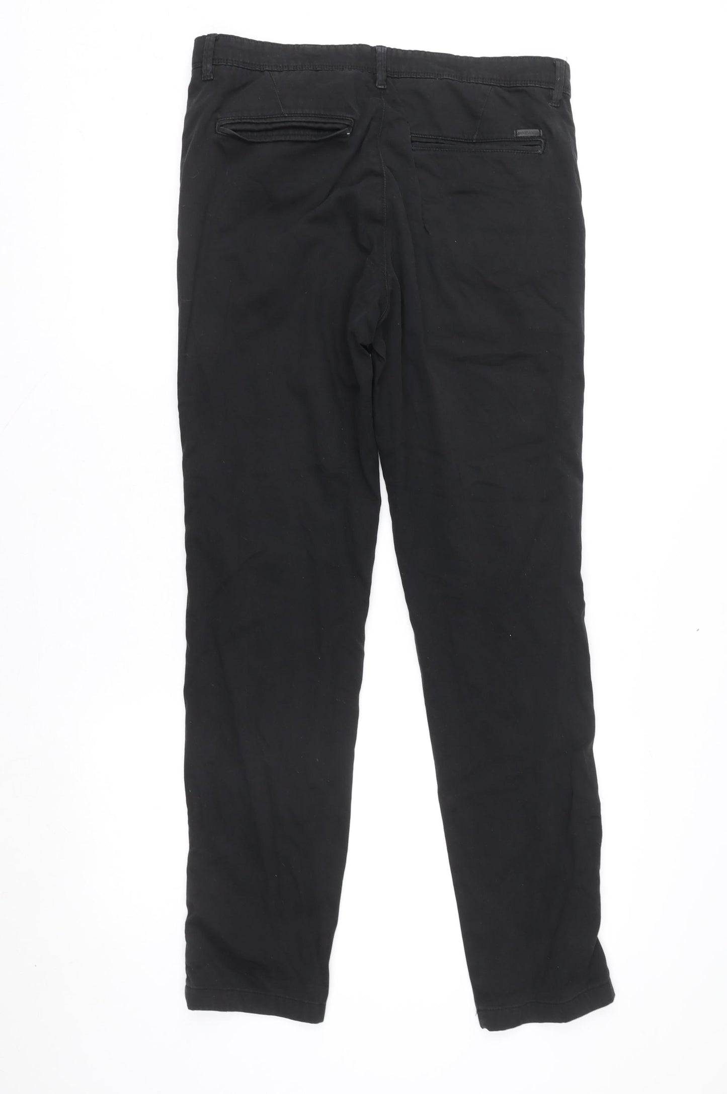 Jack & Jones Men's Black 32in Straight Fit Stretch Jeans