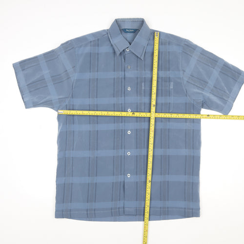 Ben Smith Men's Blue Check Short Sleeve Formal Dress Shirt XL
