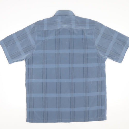 Ben Smith Men's Blue Check Short Sleeve Formal Dress Shirt XL