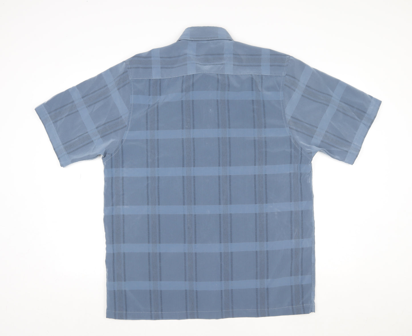 Ben Smith Men's Blue Check Short Sleeve Formal Dress Shirt XL