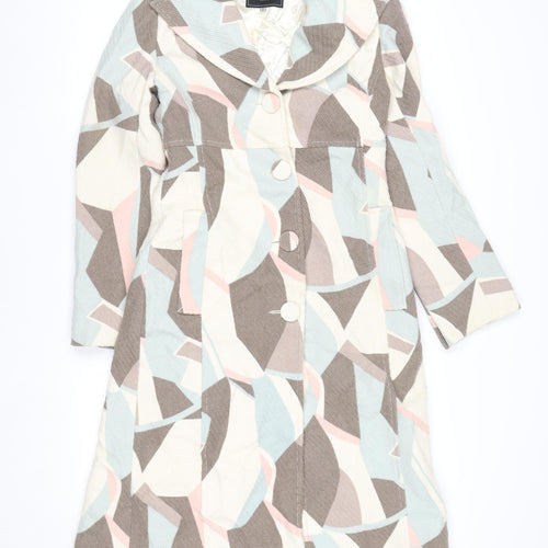 Coast Women’s Multicoloured Long Geometric Button Coat Size 8