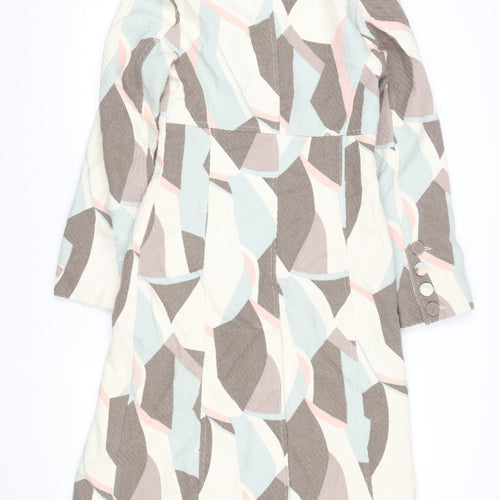Coast Women’s Multicoloured Long Geometric Button Coat Size 8