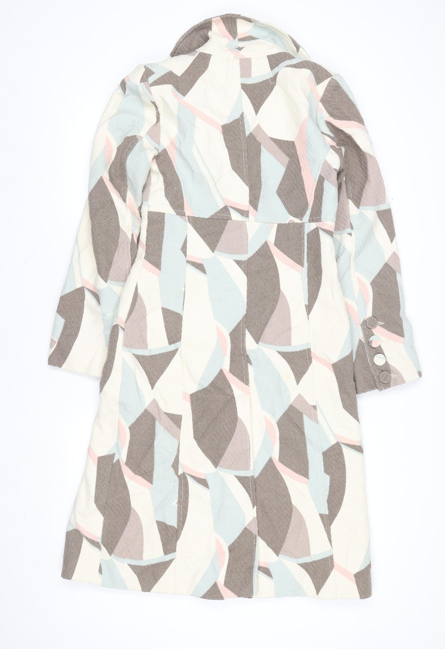 Coast Women’s Multicoloured Long Geometric Button Coat Size 8