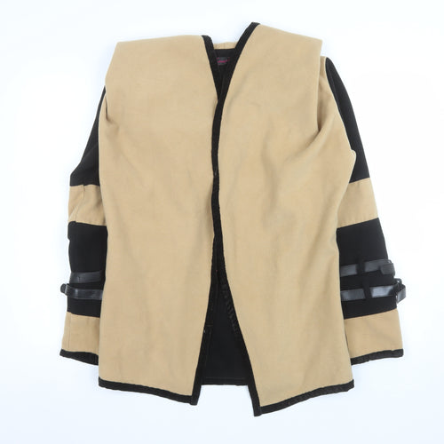 Absolutely Faith Womens Beige Black Belted Mid-Length Coat M