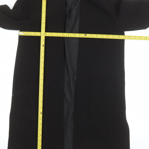 H&M Womens Black Long Overcoat Size 8 Regular Fit Lined Classic Style