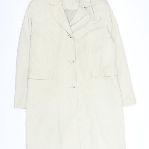 Outer Layer Women’s Beige Long Overcoat Size 16 Twill Single-Breasted