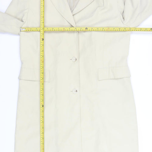 Outer Layer Women’s Beige Long Overcoat Size 16 Twill Single-Breasted