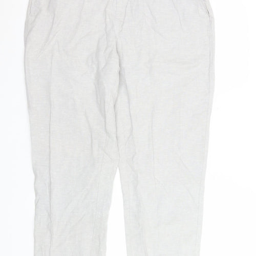 Dunnes Women Beige Linen Cotton Chino Trousers Size 14