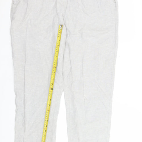 Dunnes Women Beige Linen Cotton Chino Trousers Size 14