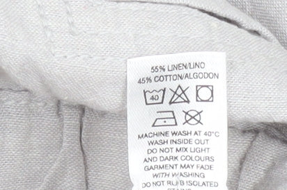 Dunnes Women Beige Linen Cotton Chino Trousers Size 14
